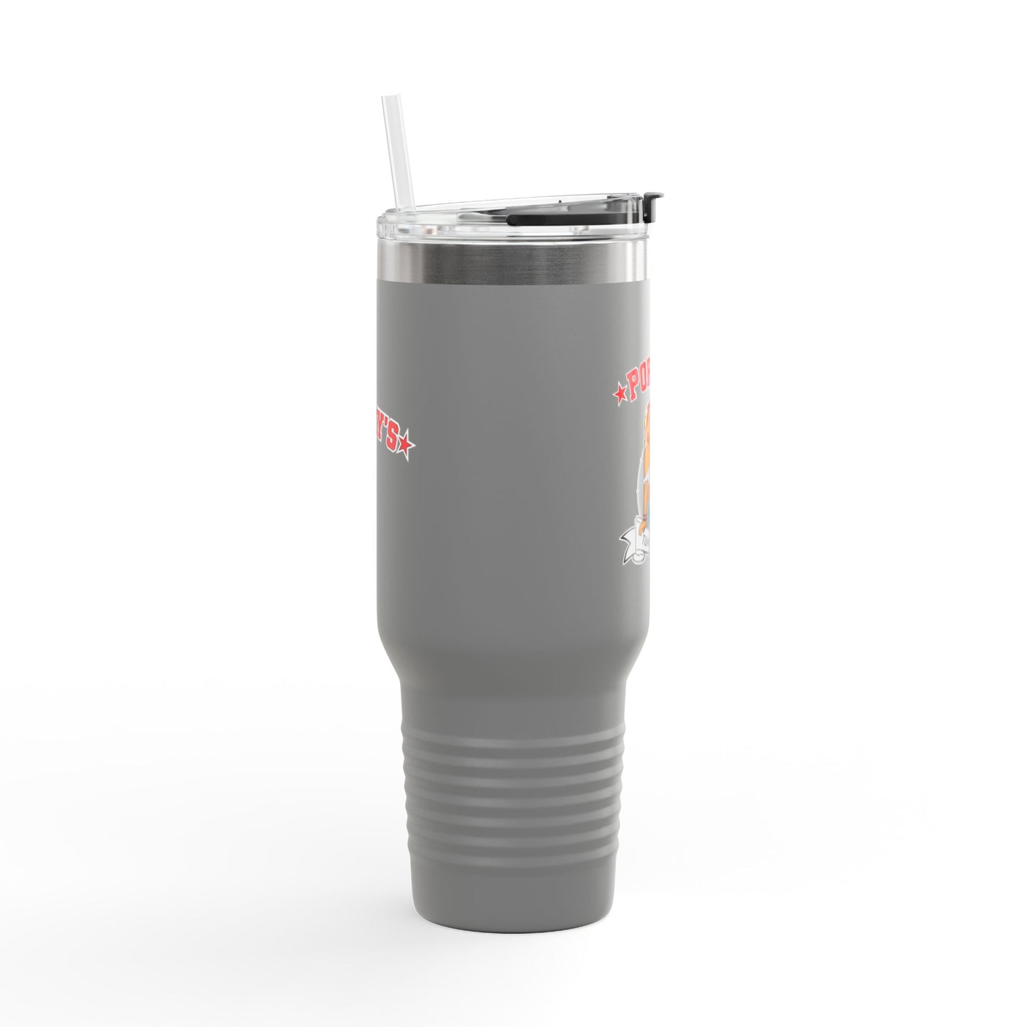 Porky's Insulated Travel Mug - 40oz Red Tumbler with Fun Design