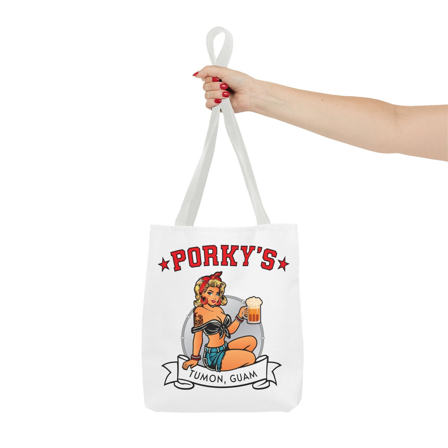 (New Porkys Pin Up) Retro Pin-Up Style Tote Bag - Porky's Tumon, Guam