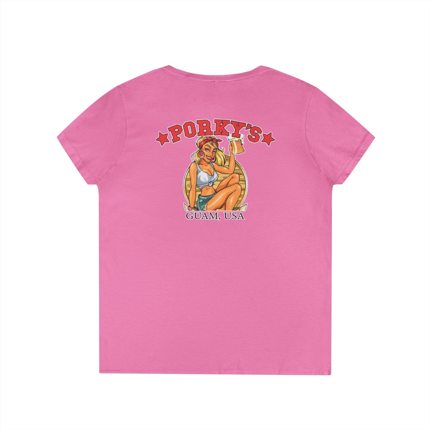 (OG Pin Up Girl) Ladies' V-Neck T-Shirt - Porky's Guam