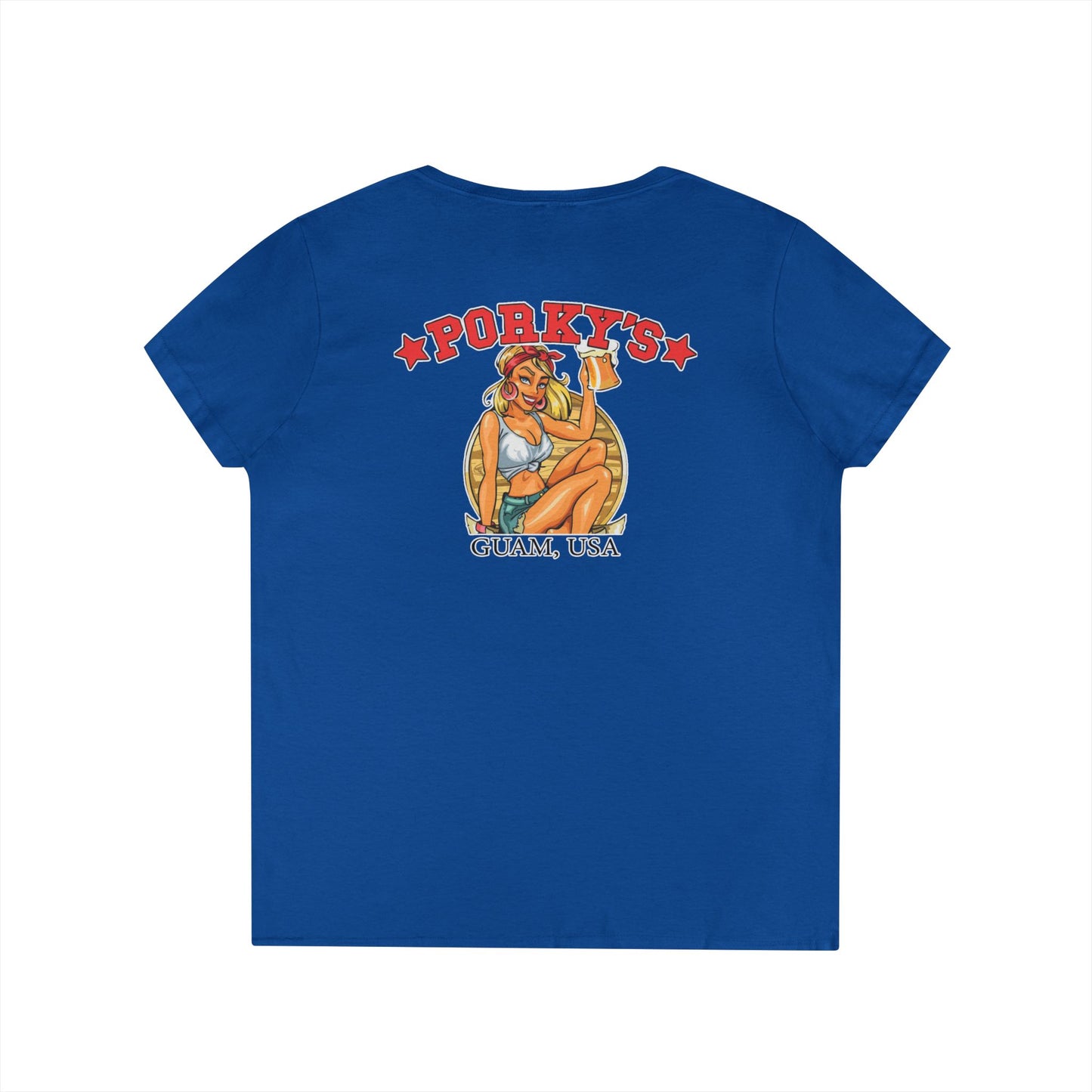 (OG Pin Up Girl) Ladies' V-Neck T-Shirt - Porky's Guam