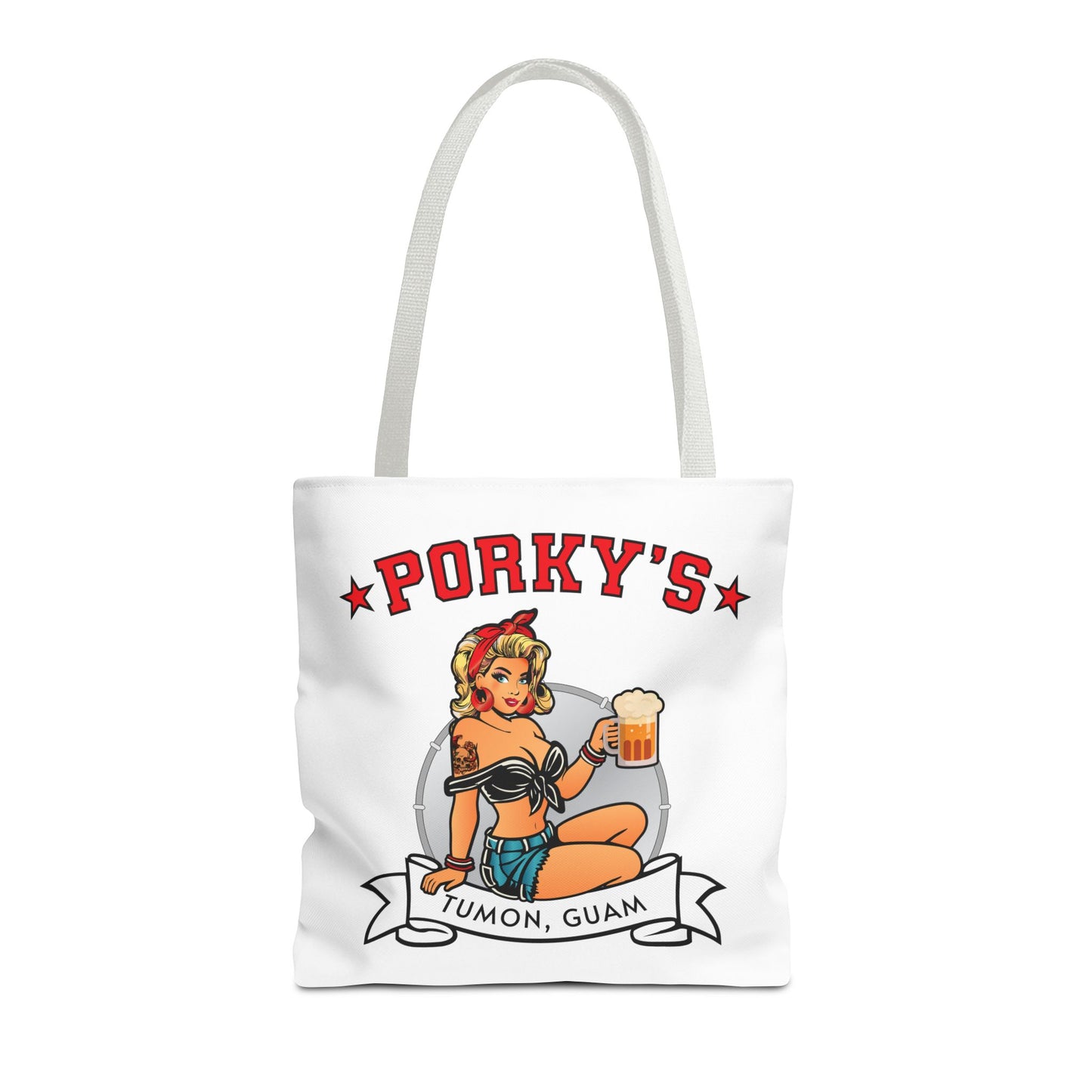 (New Porkys Pin Up) Retro Pin-Up Style Tote Bag - Porky's Tumon, Guam