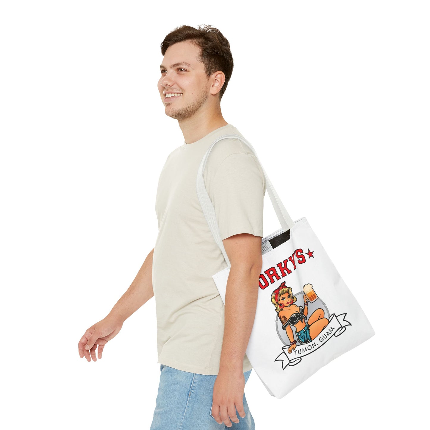 (New Porkys Pin Up) Retro Pin-Up Style Tote Bag - Porky's Tumon, Guam