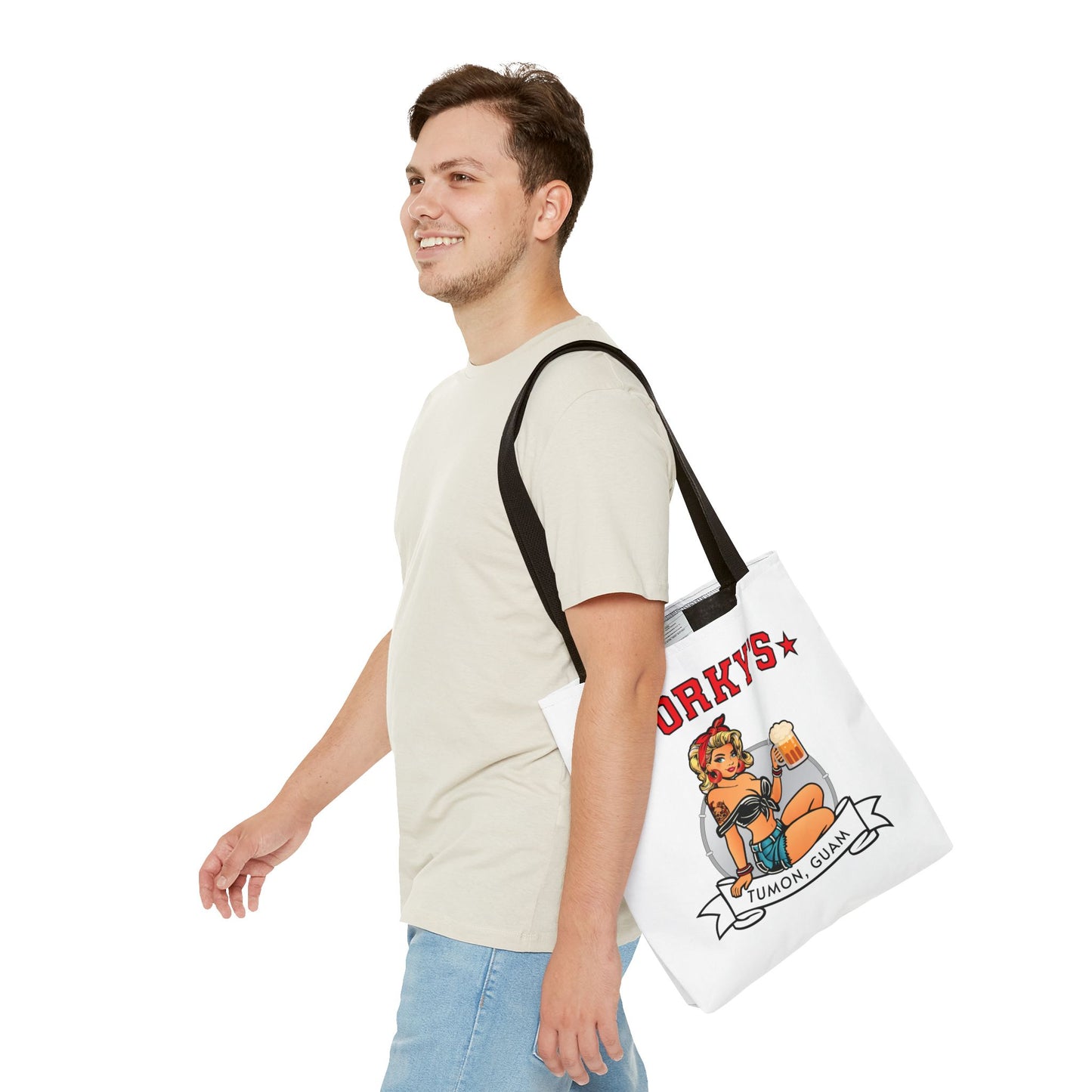 (New Porkys Pin Up) Retro Pin-Up Style Tote Bag - Porky's Tumon, Guam