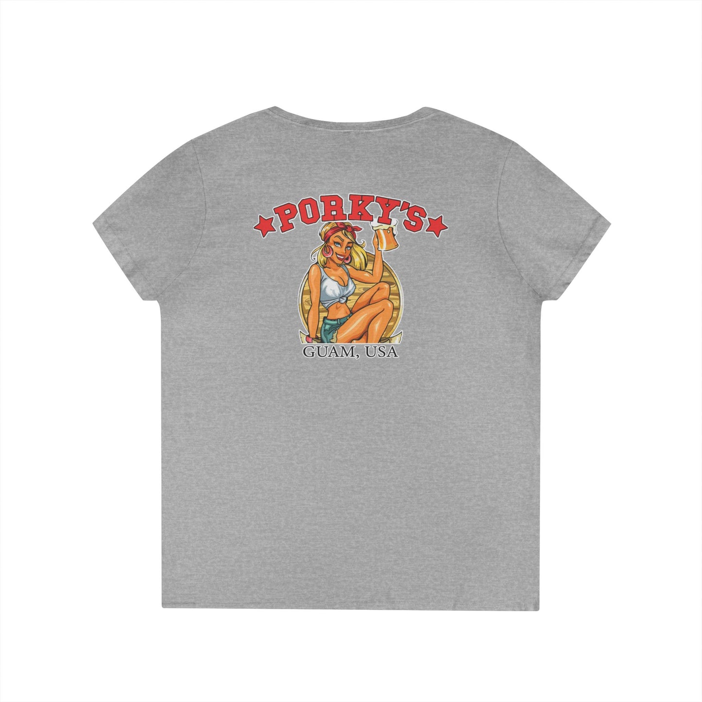 (OG Pin Up Girl) Ladies' V-Neck T-Shirt - Porky's Guam