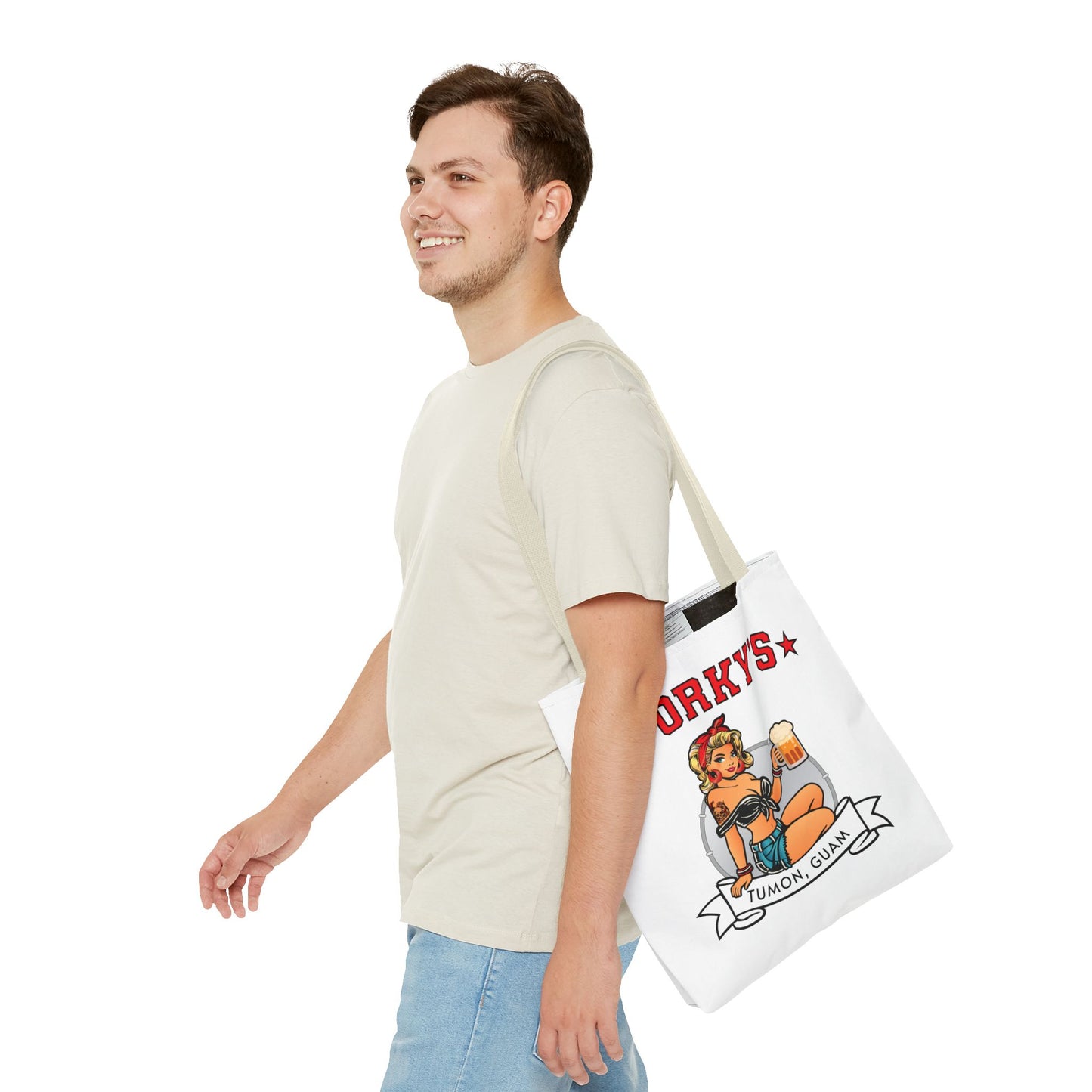 (New Porkys Pin Up) Retro Pin-Up Style Tote Bag - Porky's Tumon, Guam
