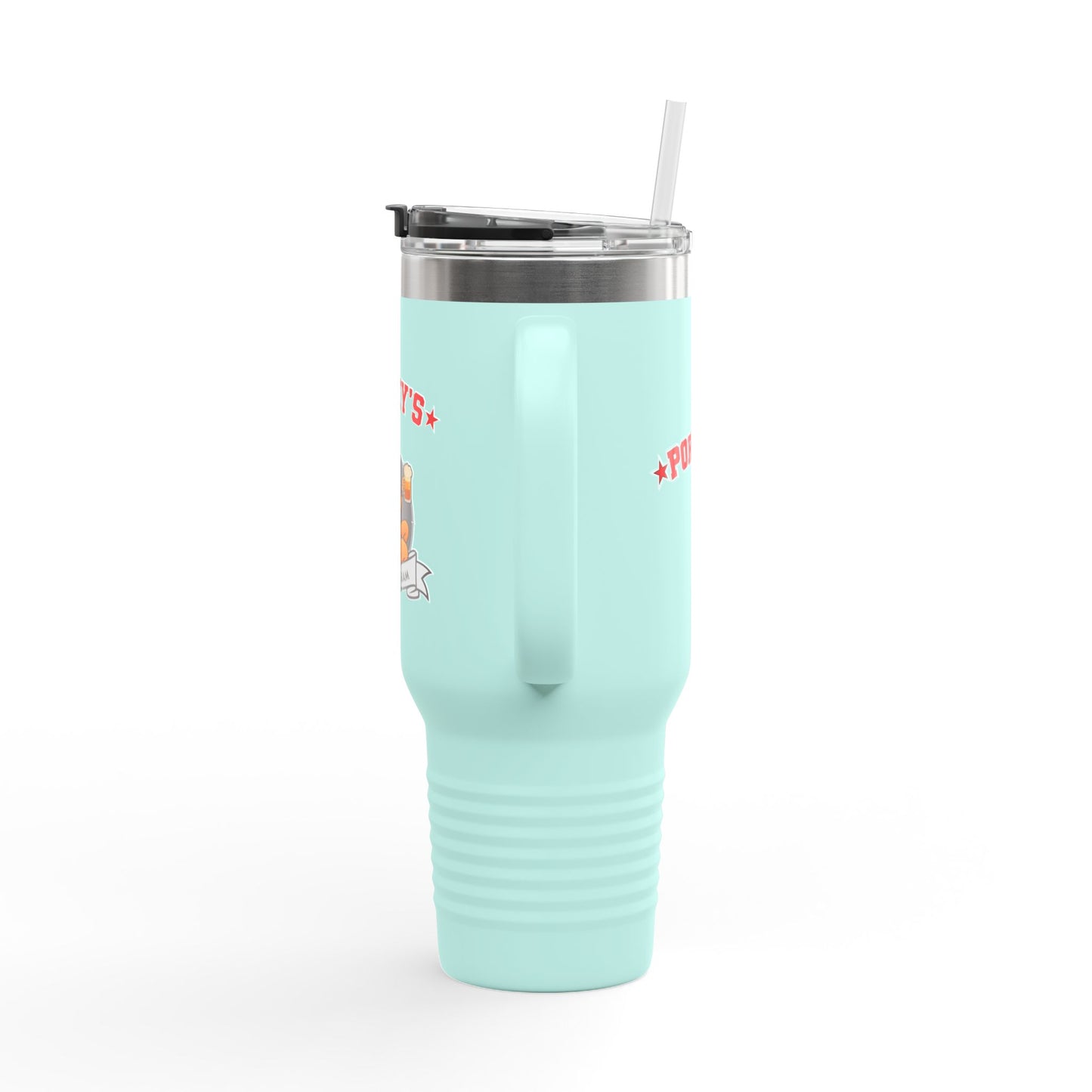 Porky's Insulated Travel Mug - 40oz Red Tumbler with Fun Design