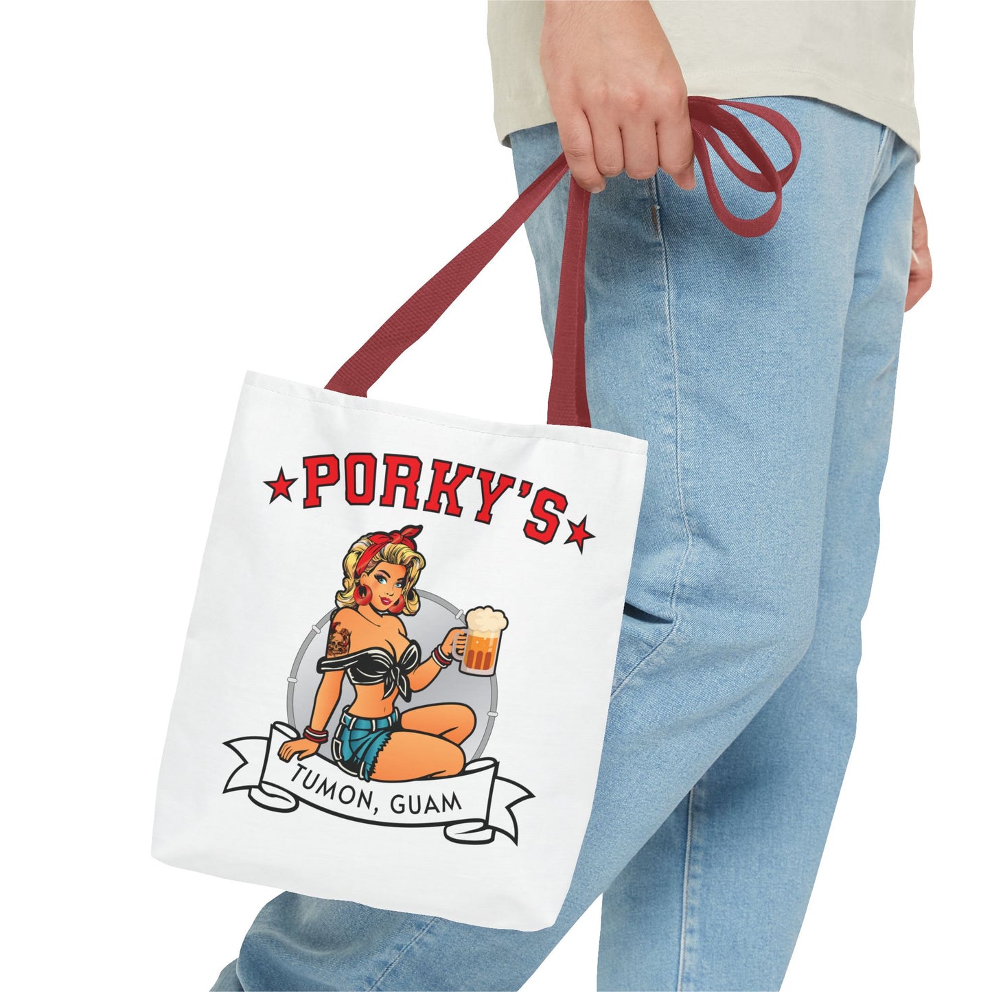 (New Porkys Pin Up) Retro Pin-Up Style Tote Bag - Porky's Tumon, Guam