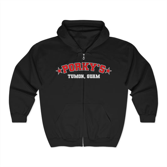 (OG Pin Up Girl) Unisex Full Zip Hoodie with Porky's Design