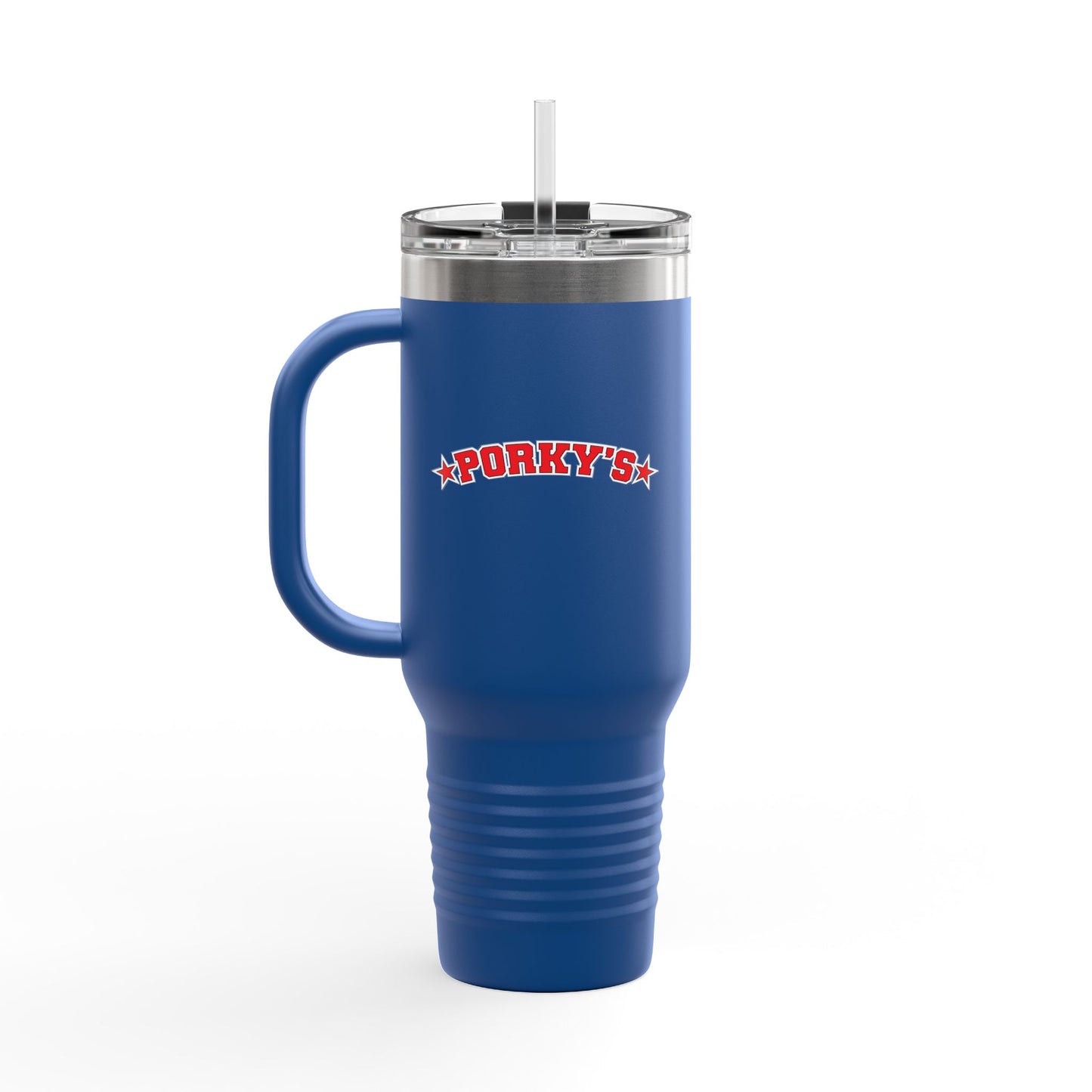 Porky's Insulated Travel Mug - 40oz Red Tumbler with Fun Design