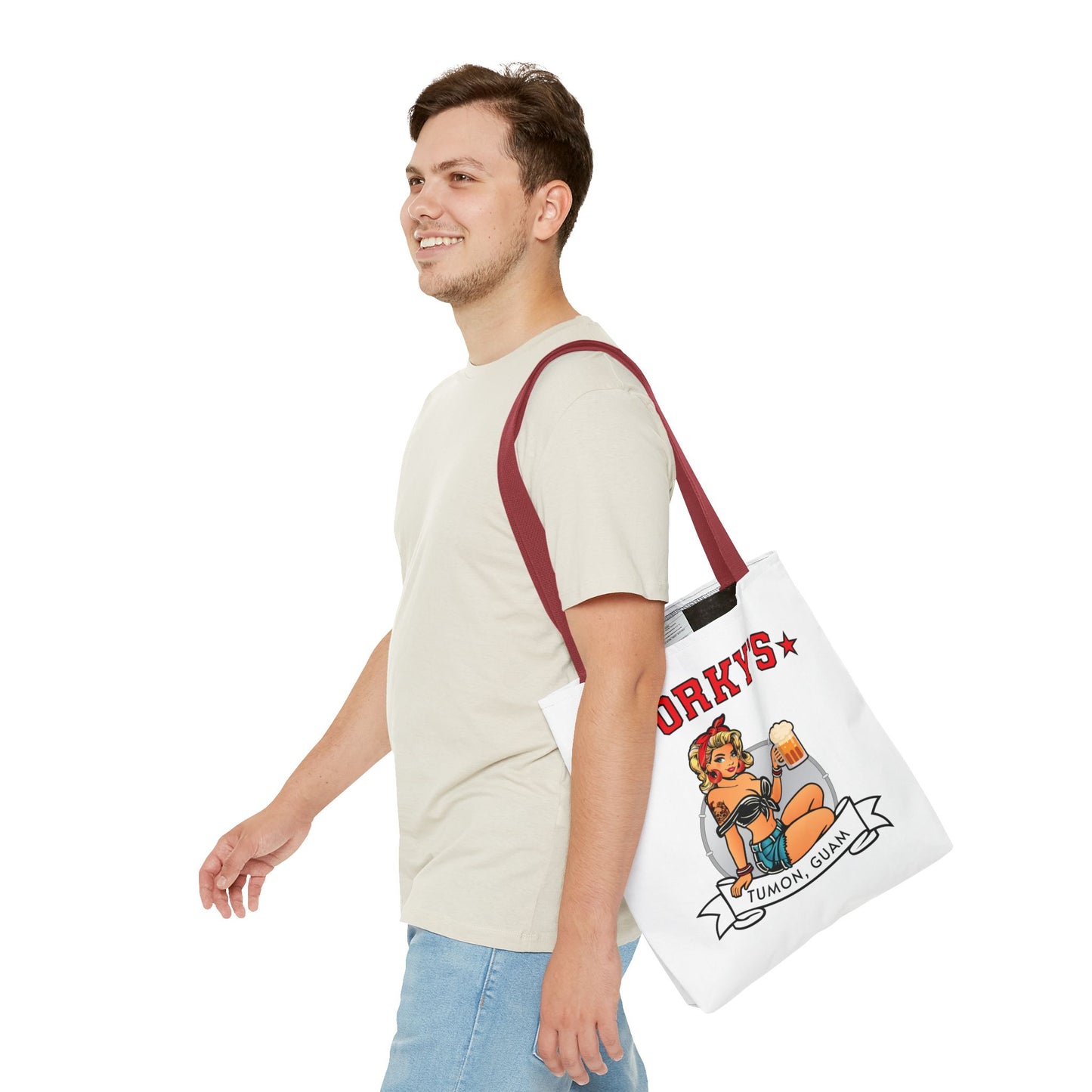 (New Porkys Pin Up) Retro Pin-Up Style Tote Bag - Porky's Tumon, Guam