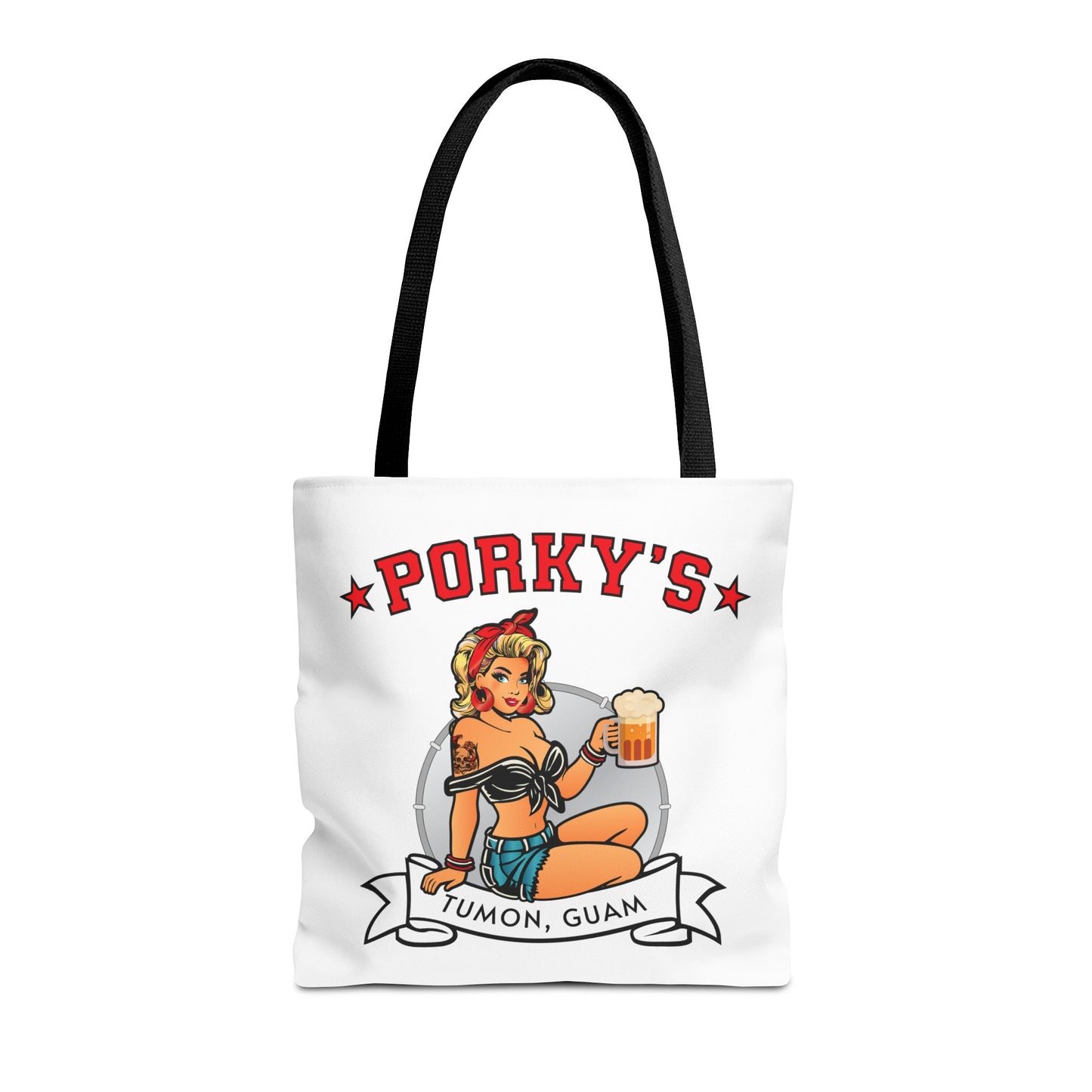 (New Porkys Pin Up) Retro Pin-Up Style Tote Bag - Porky's Tumon, Guam