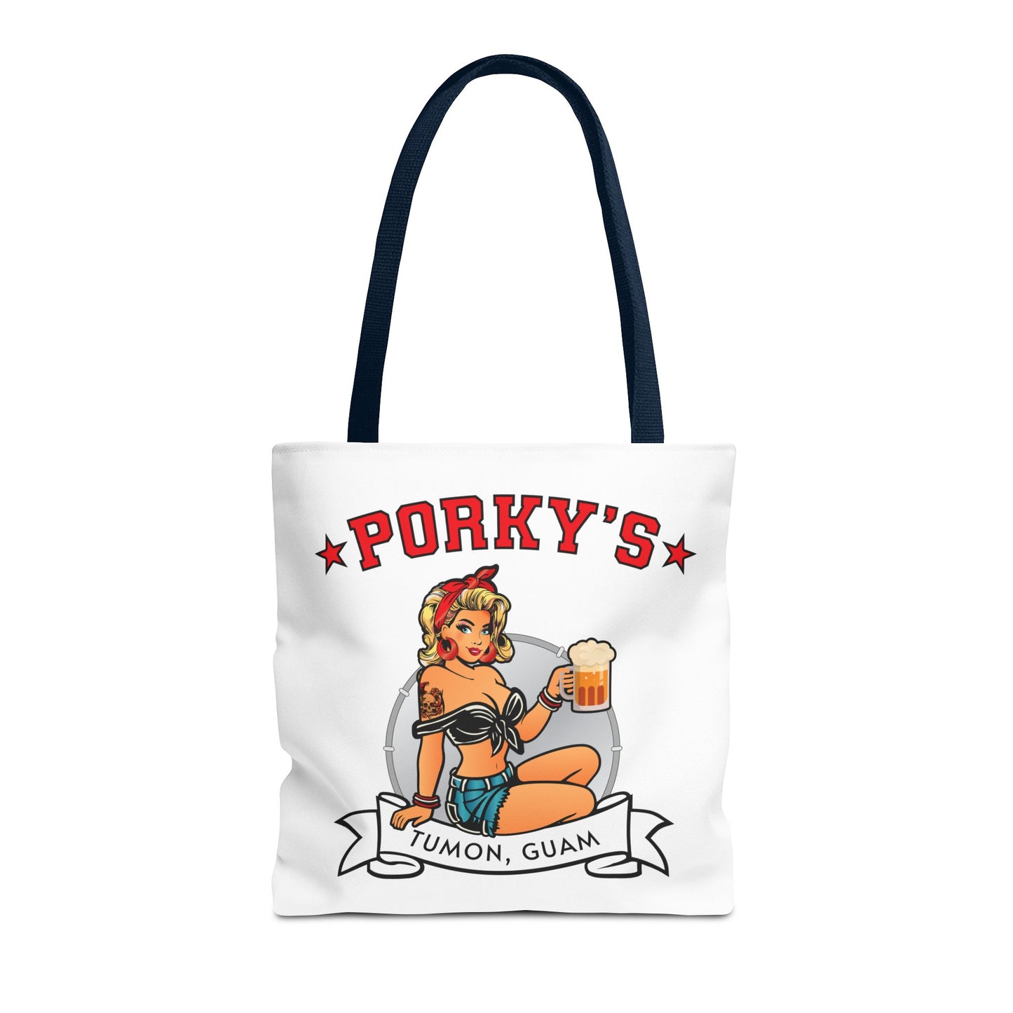 (New Porkys Pin Up) Retro Pin-Up Style Tote Bag - Porky's Tumon, Guam