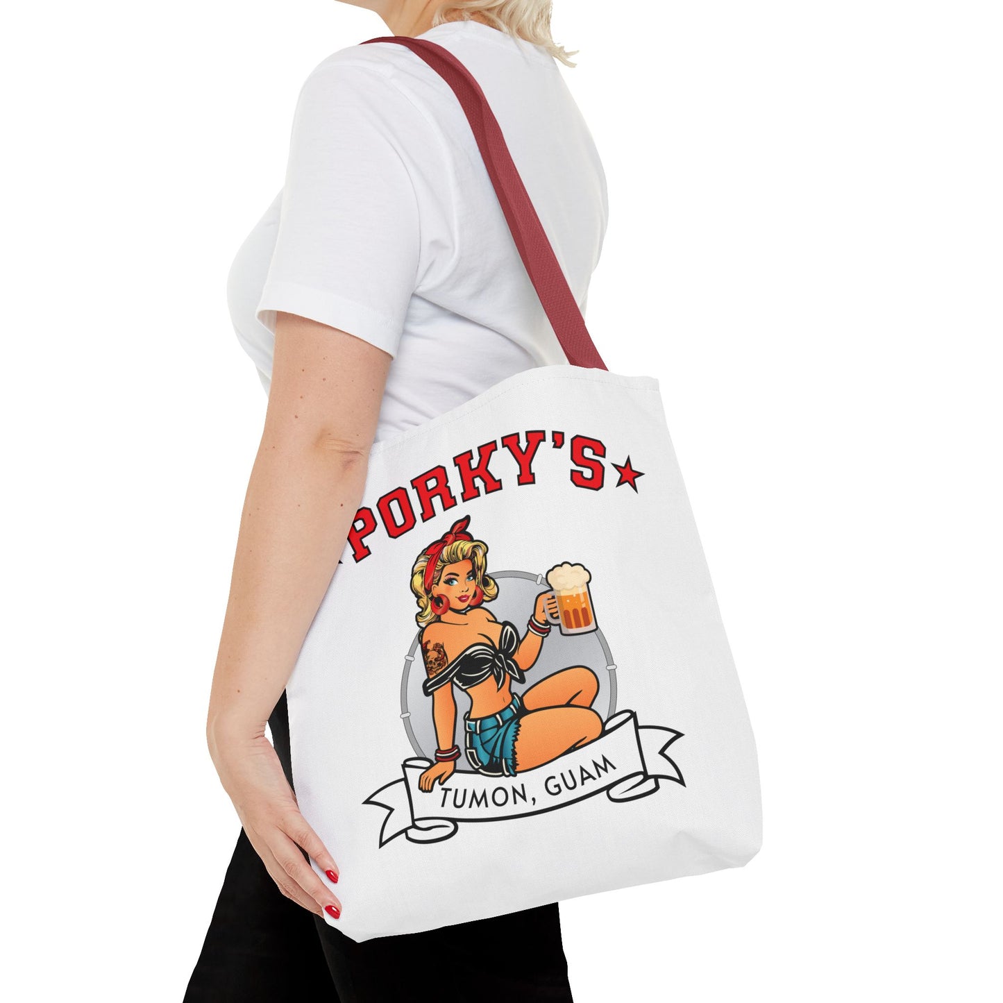 (New Porkys Pin Up) Retro Pin-Up Style Tote Bag - Porky's Tumon, Guam