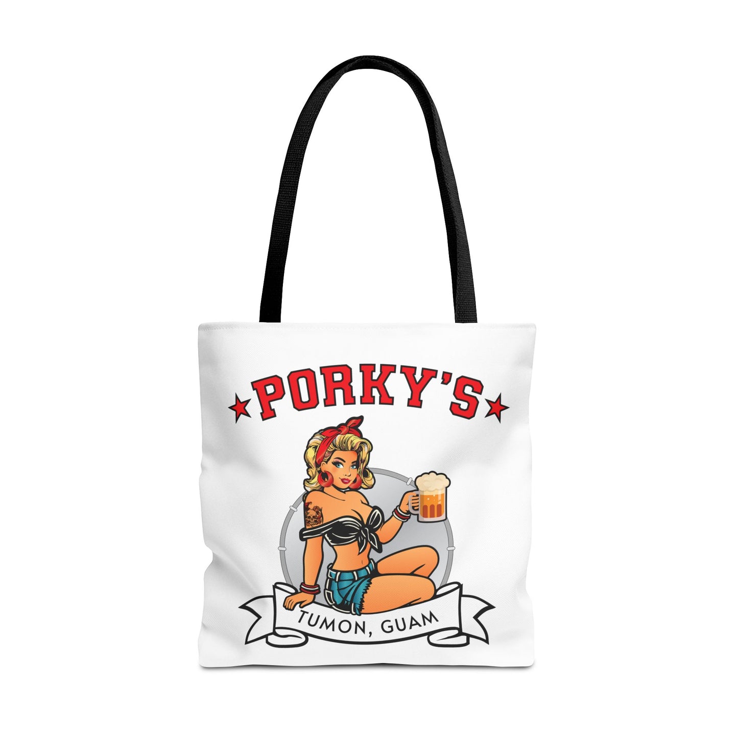 (New Porkys Pin Up) Retro Pin-Up Style Tote Bag - Porky's Tumon, Guam