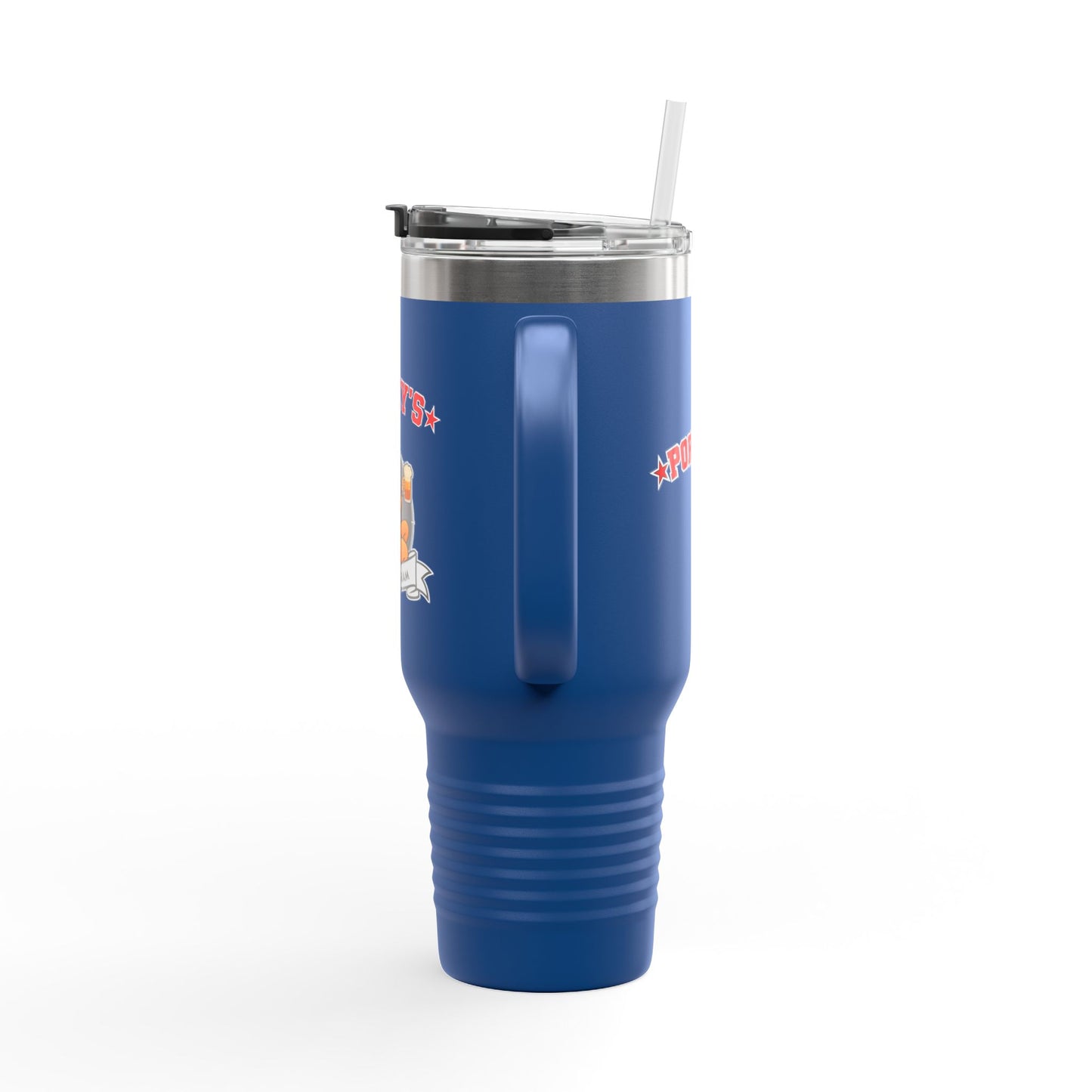 Porky's Insulated Travel Mug - 40oz Red Tumbler with Fun Design