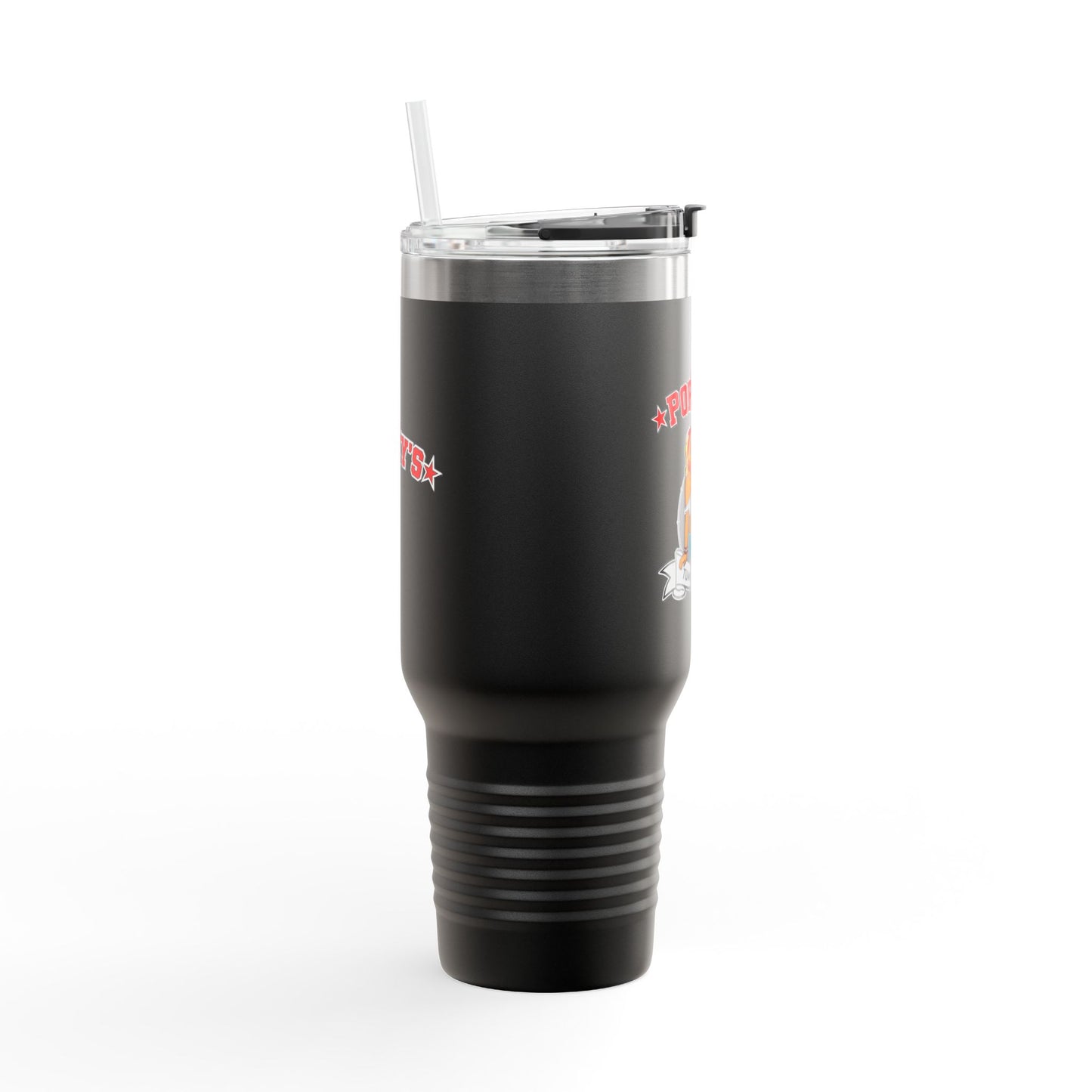 Porky's Insulated Travel Mug - 40oz Red Tumbler with Fun Design