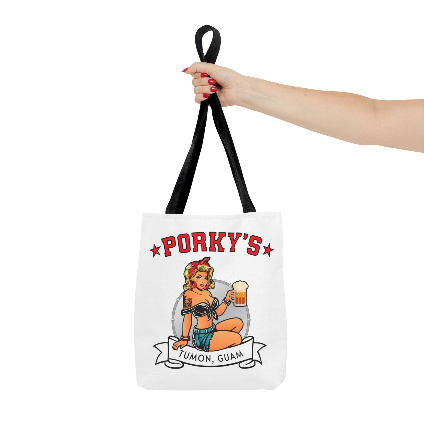(New Porkys Pin Up) Retro Pin-Up Style Tote Bag - Porky's Tumon, Guam