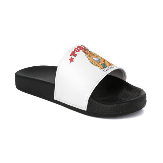 (OG Pinup) Men's Slide Sandals with Retro Cartoon Design - Perfect for Summer and Casual Wear