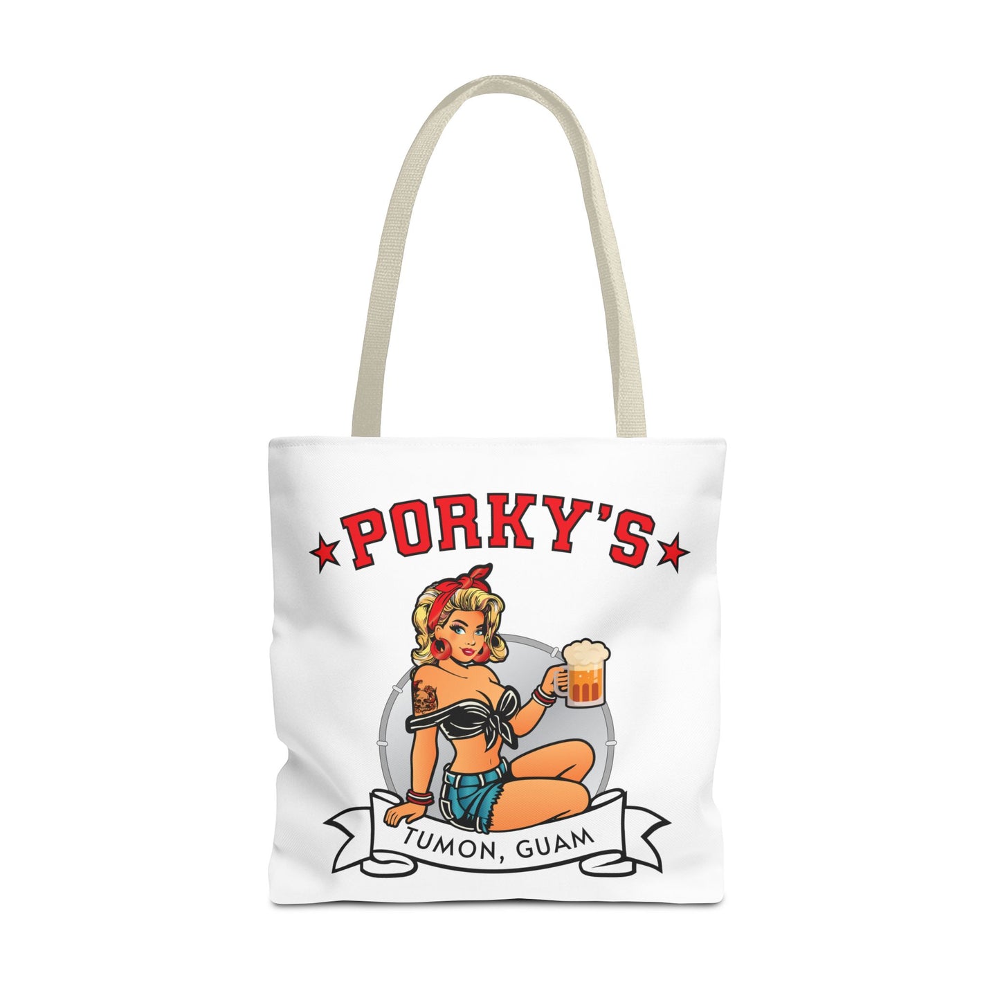 (New Porkys Pin Up) Retro Pin-Up Style Tote Bag - Porky's Tumon, Guam
