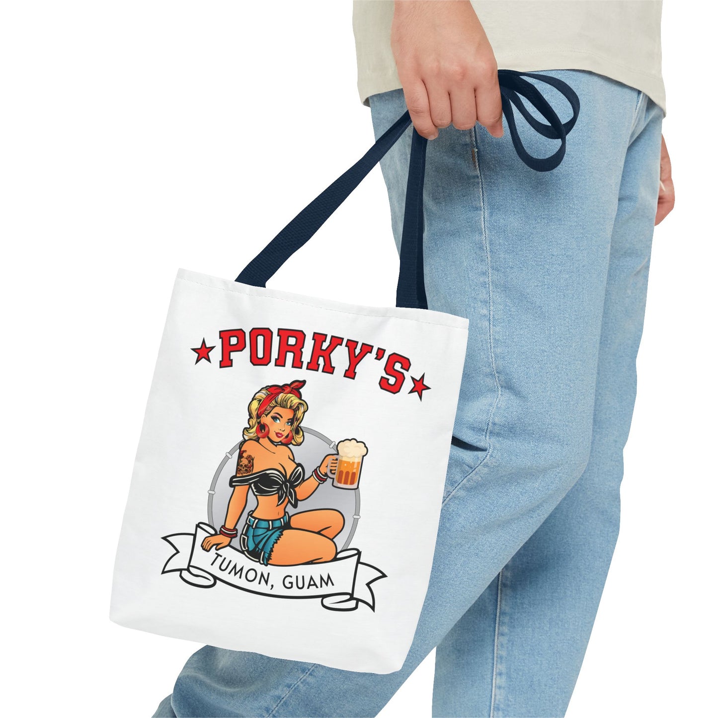 (New Porkys Pin Up) Retro Pin-Up Style Tote Bag - Porky's Tumon, Guam