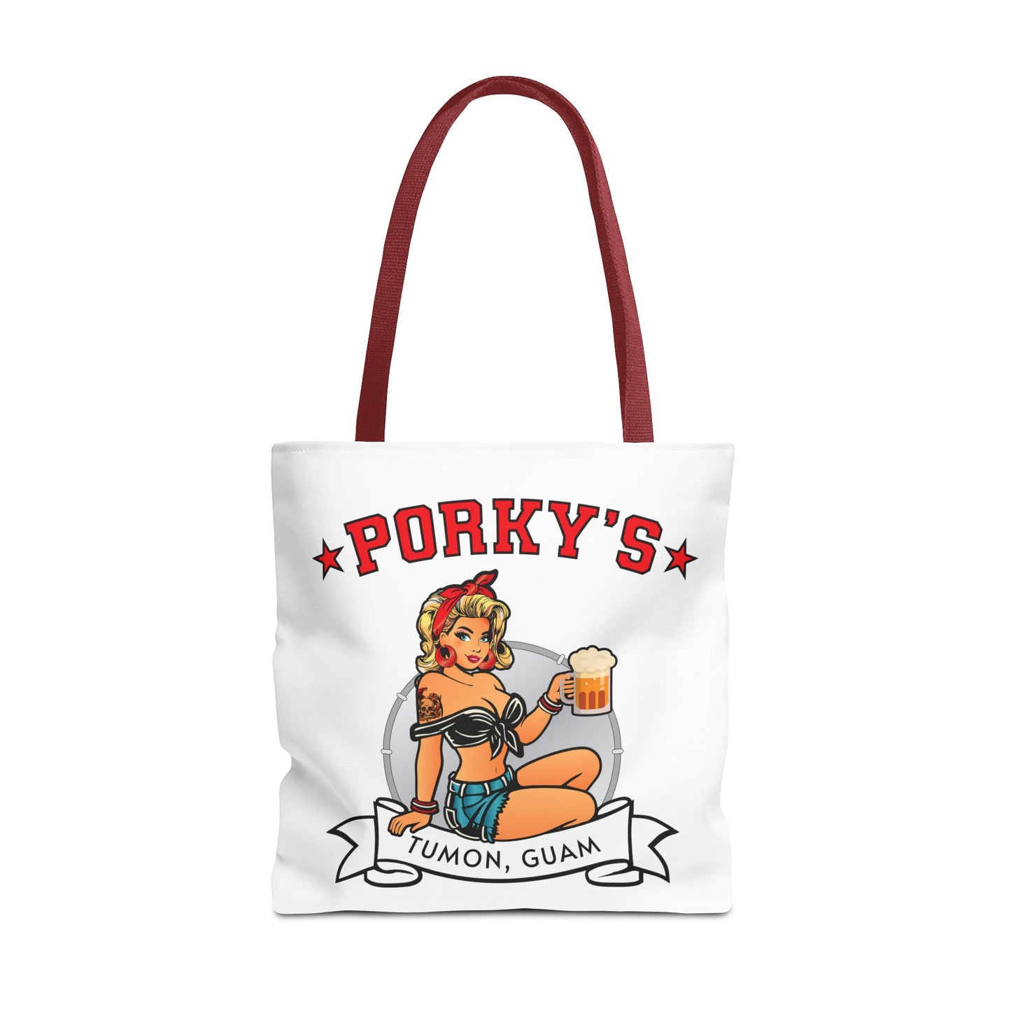 (New Porkys Pin Up) Retro Pin-Up Style Tote Bag - Porky's Tumon, Guam