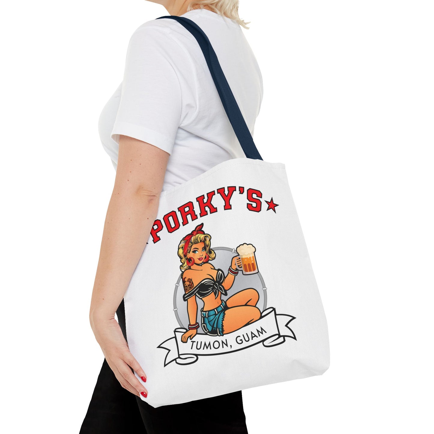 (New Porkys Pin Up) Retro Pin-Up Style Tote Bag - Porky's Tumon, Guam