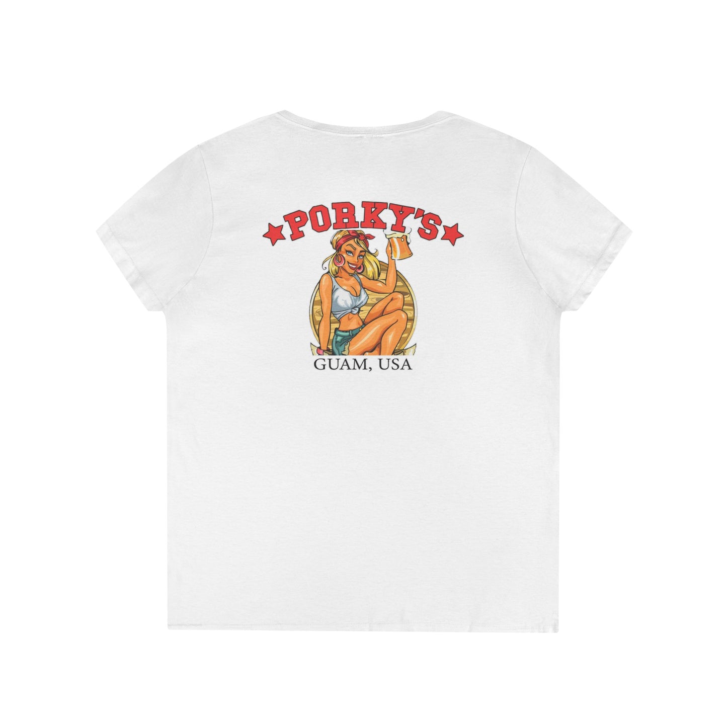 (OG Pin Up Girl) Ladies' V-Neck T-Shirt - Porky's Guam