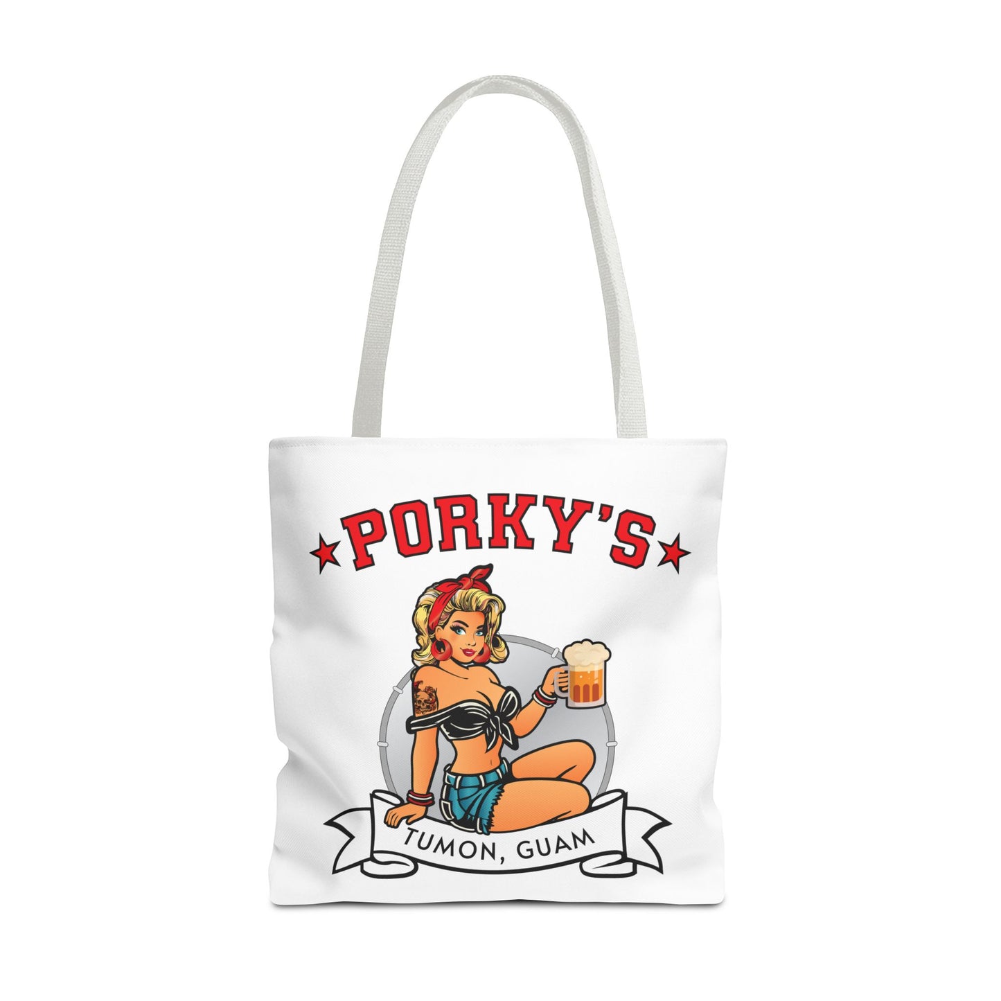 (New Porkys Pin Up) Retro Pin-Up Style Tote Bag - Porky's Tumon, Guam