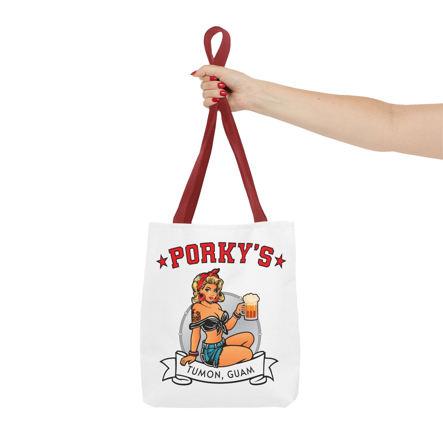 (New Porkys Pin Up) Retro Pin-Up Style Tote Bag - Porky's Tumon, Guam