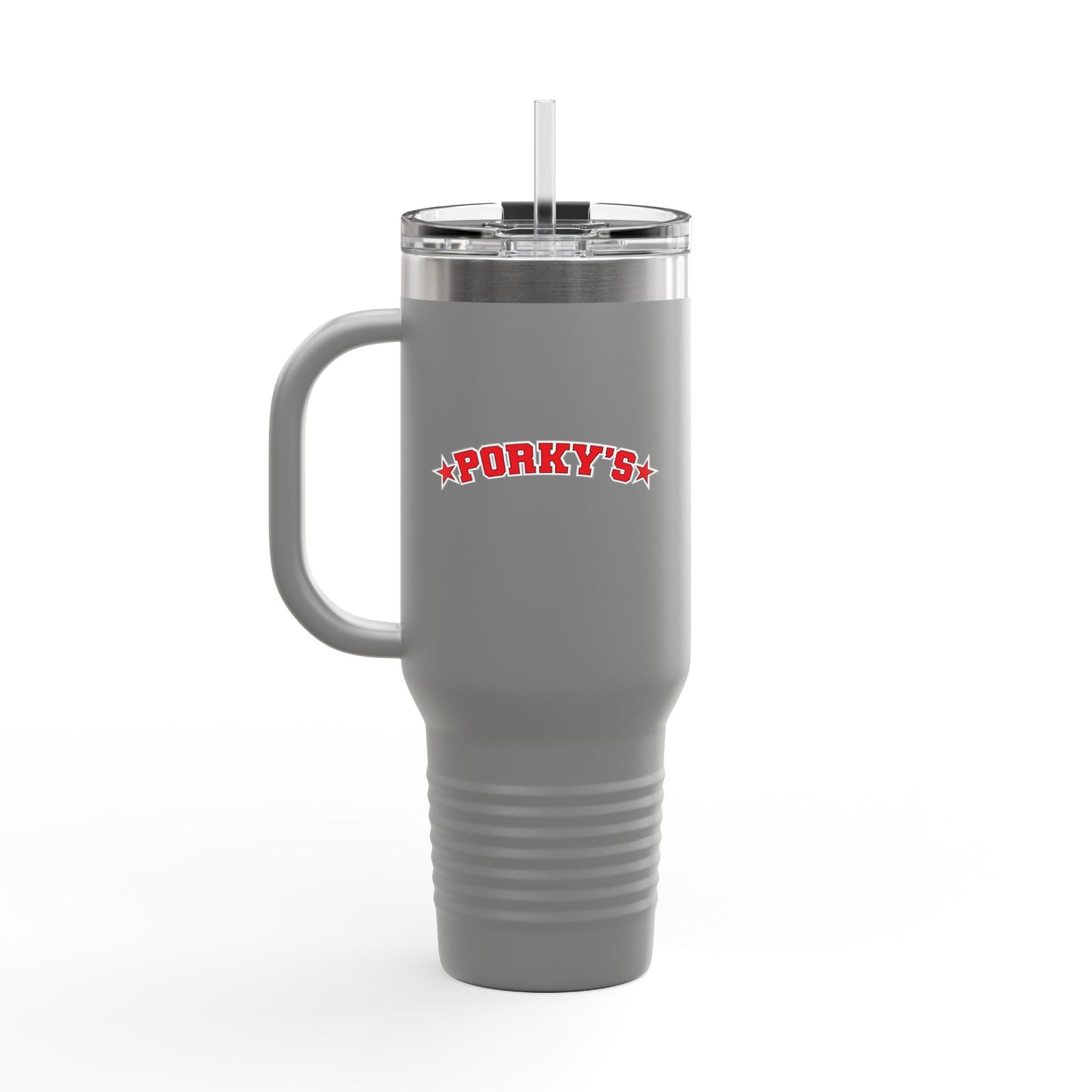 Porky's Insulated Travel Mug - 40oz Red Tumbler with Fun Design