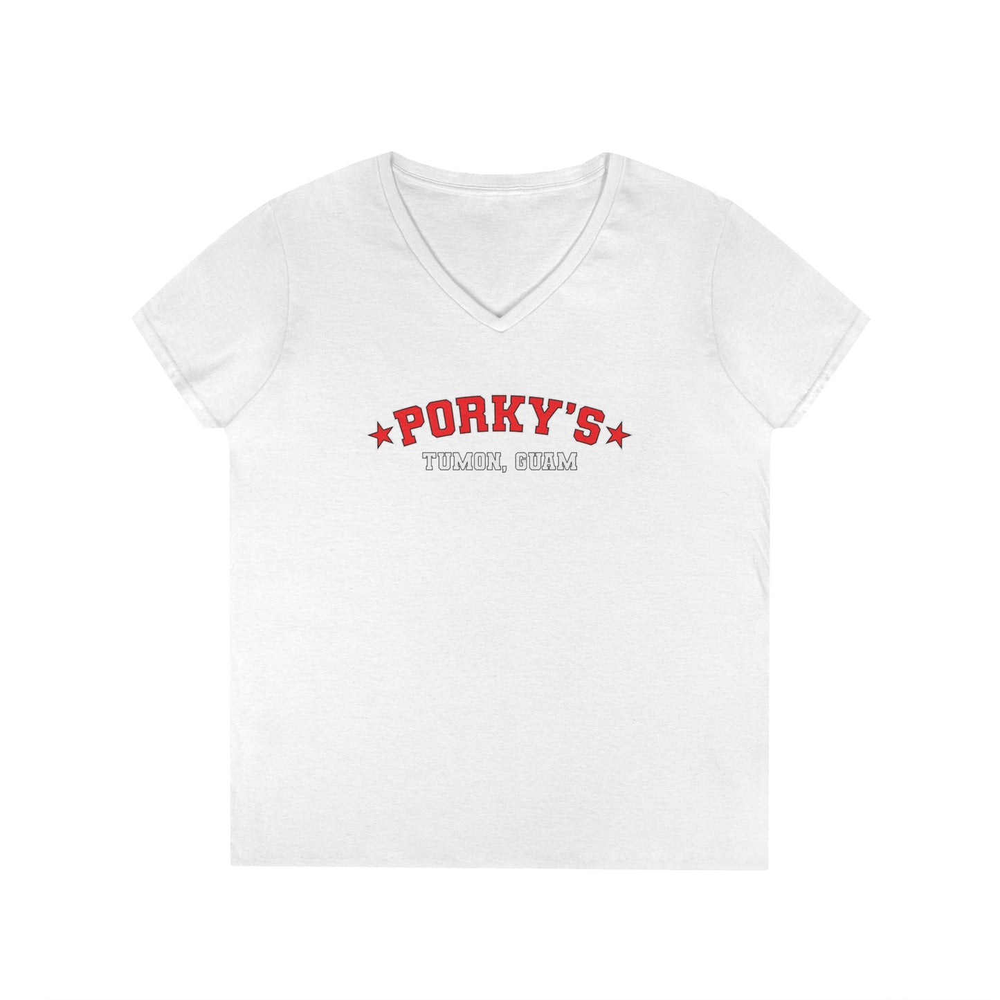 (OG Pin Up Girl) Ladies' V-Neck T-Shirt - Porky's Guam