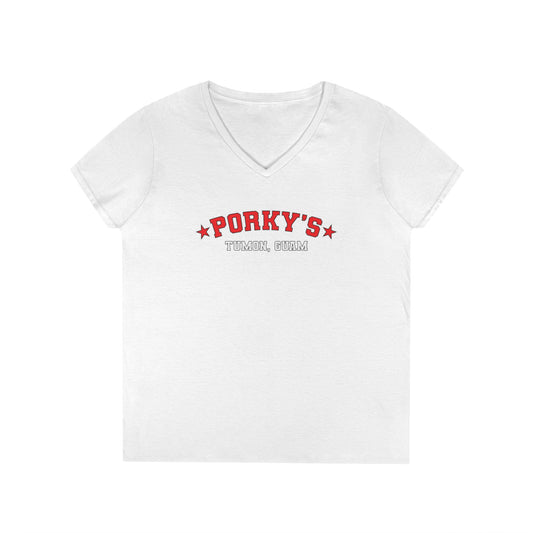(OG Pin Up Girl) Ladies' V-Neck T-Shirt - Porky's Guam