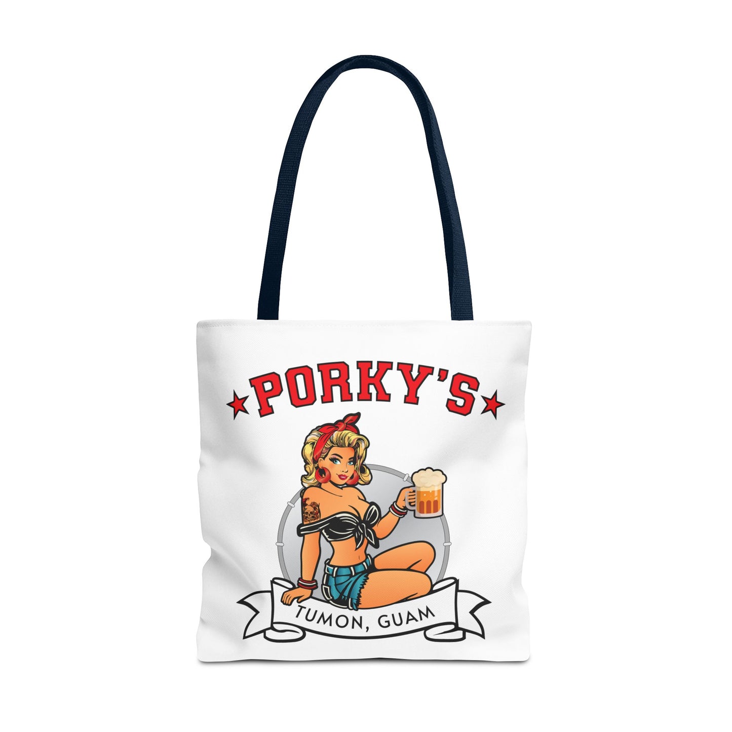 (New Porkys Pin Up) Retro Pin-Up Style Tote Bag - Porky's Tumon, Guam