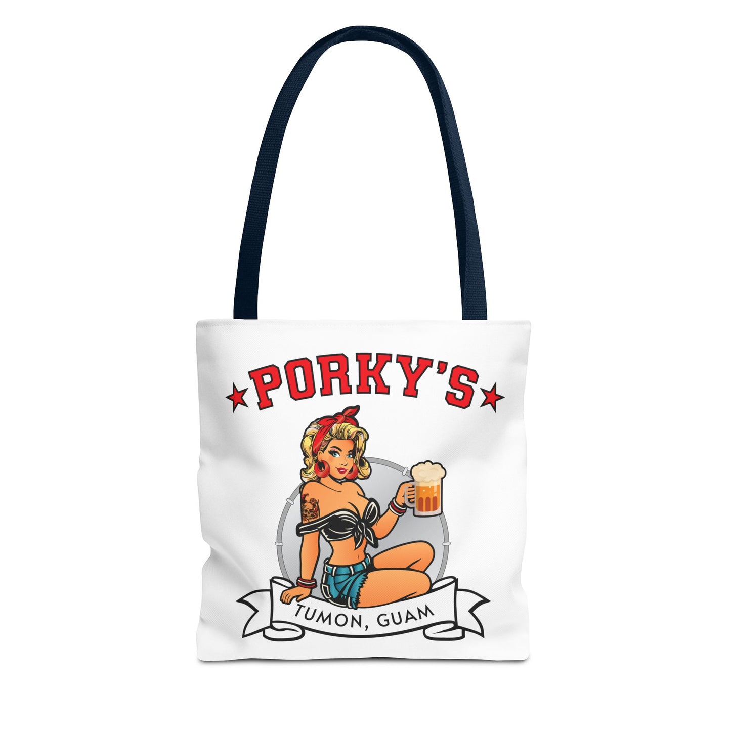 (New Porkys Pin Up) Retro Pin-Up Style Tote Bag - Porky's Tumon, Guam
