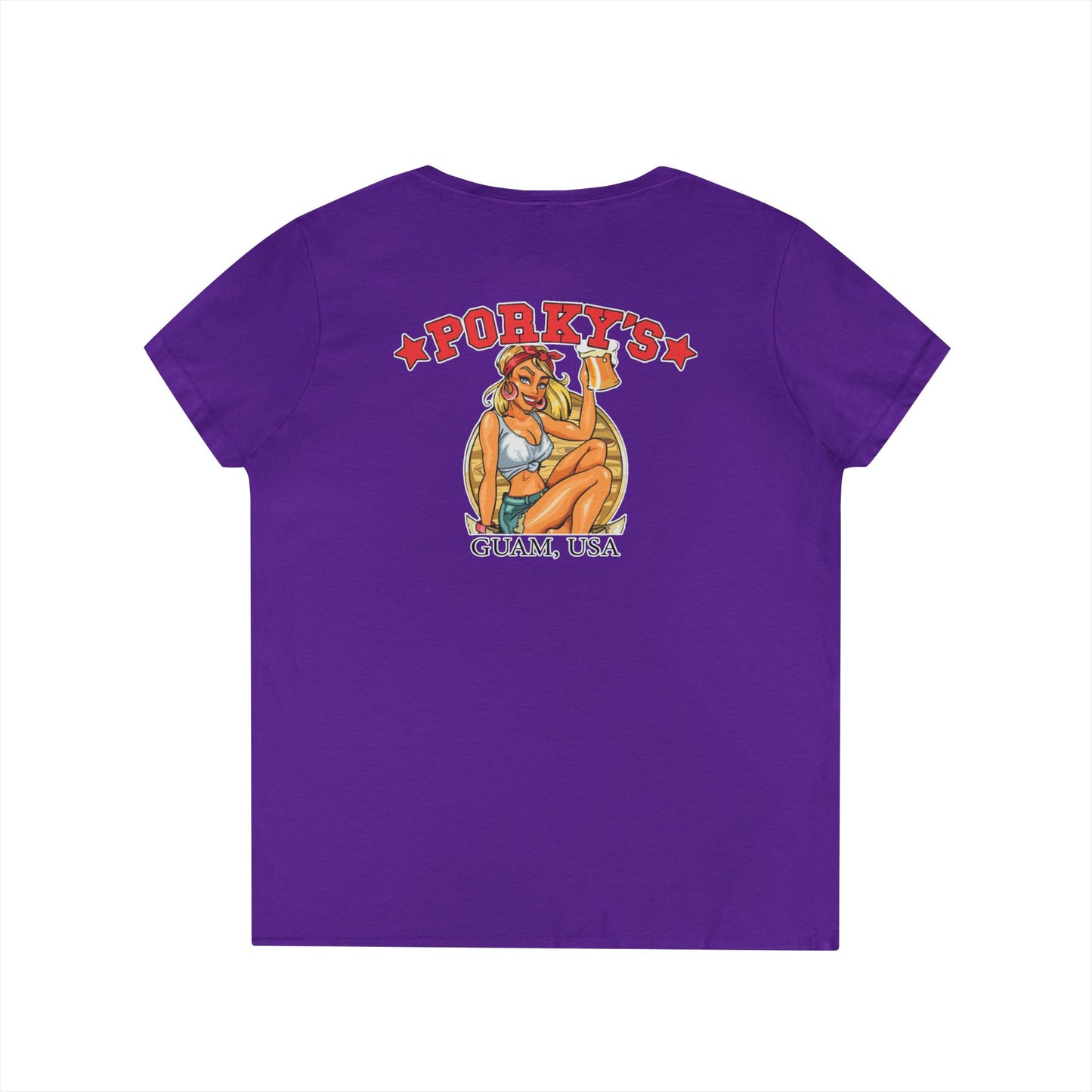 (OG Pin Up Girl) Ladies' V-Neck T-Shirt - Porky's Guam
