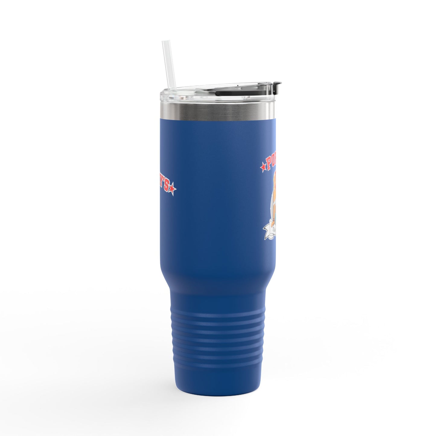 Porky's Insulated Travel Mug - 40oz Red Tumbler with Fun Design