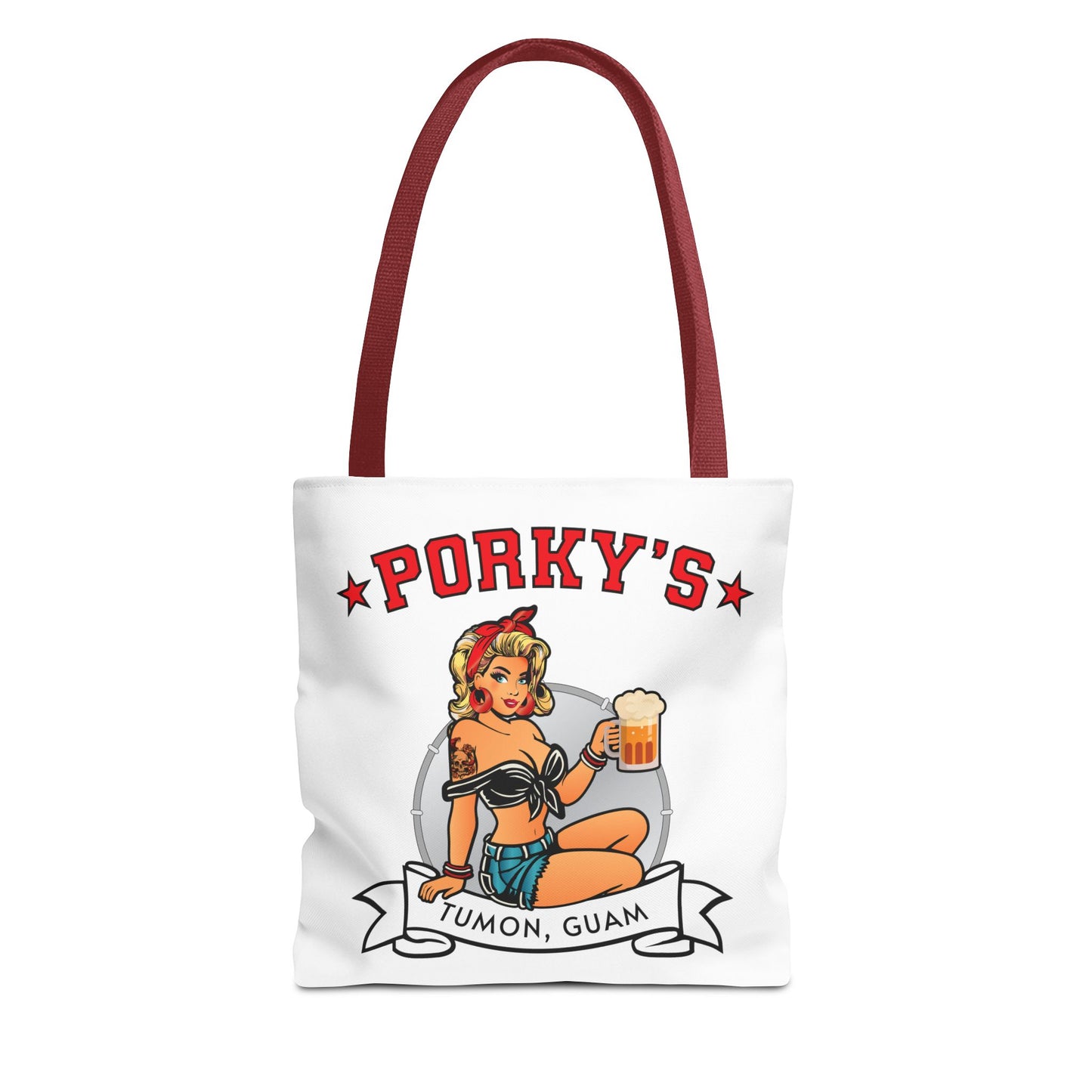 (New Porkys Pin Up) Retro Pin-Up Style Tote Bag - Porky's Tumon, Guam