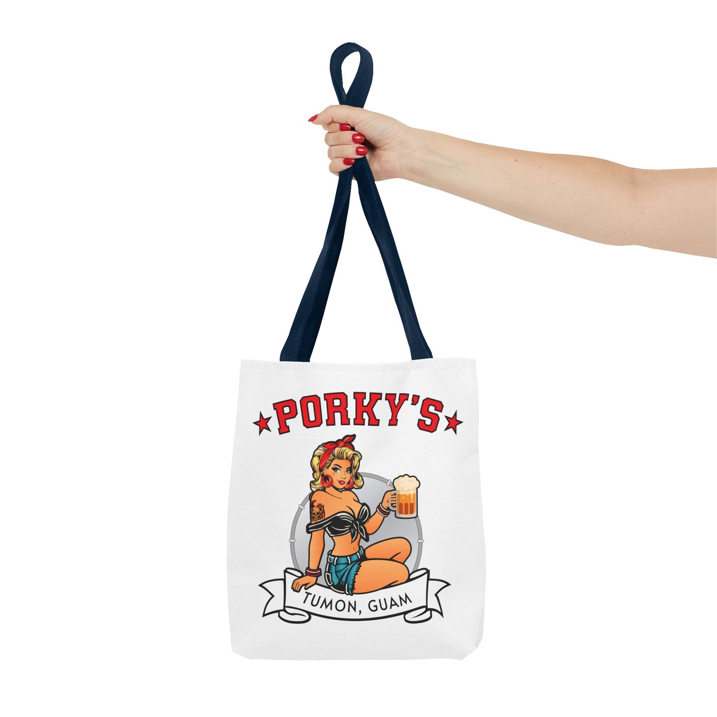 (New Porkys Pin Up) Retro Pin-Up Style Tote Bag - Porky's Tumon, Guam